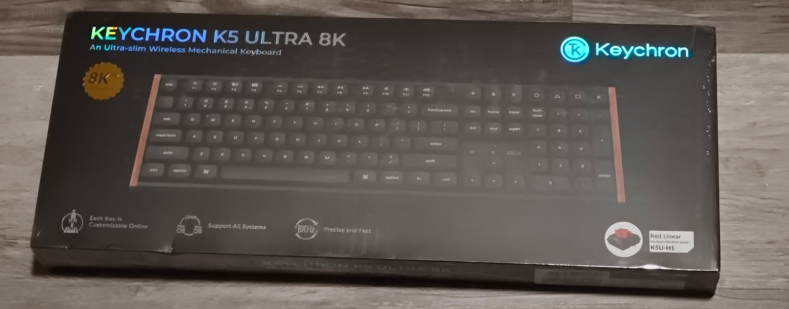 Keychron K5 Ultra 8K Full Size Low Profile Wireless Keyboard Milk POM Red New