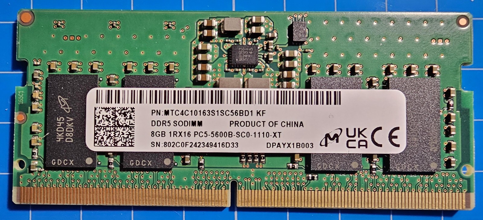 Micron Technology (8GB DDR5 1Rx16 PC5-44800) / MTC4C10163S1SC56BD1 / 49416D33