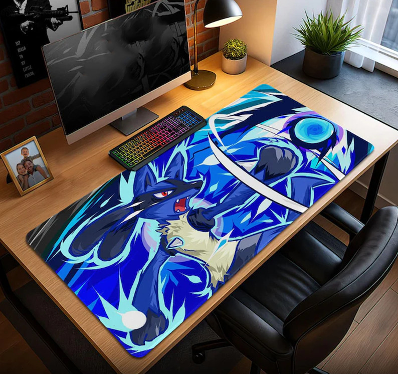 Lucario Game Pokemon Table Playmat Card Play Mat Mousepad SNP478