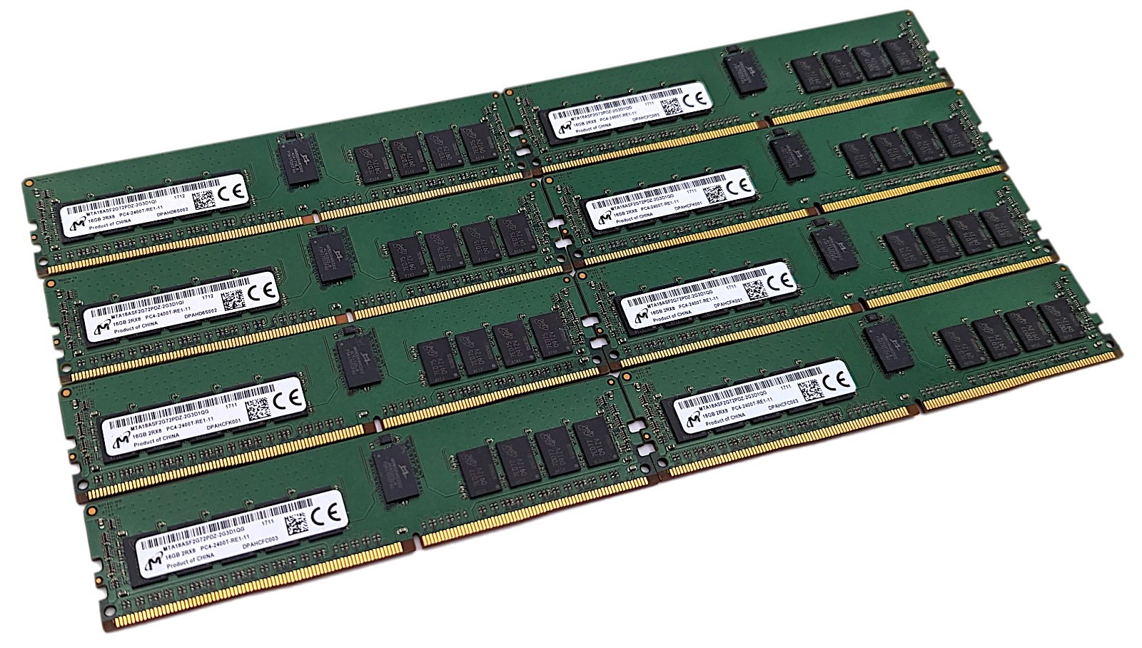 Lot of 8 Micron 16GB 2Rx8 PC4-2400T Server ECC REG RAM MTA18ASF2G72PDZ-2G3D1QG