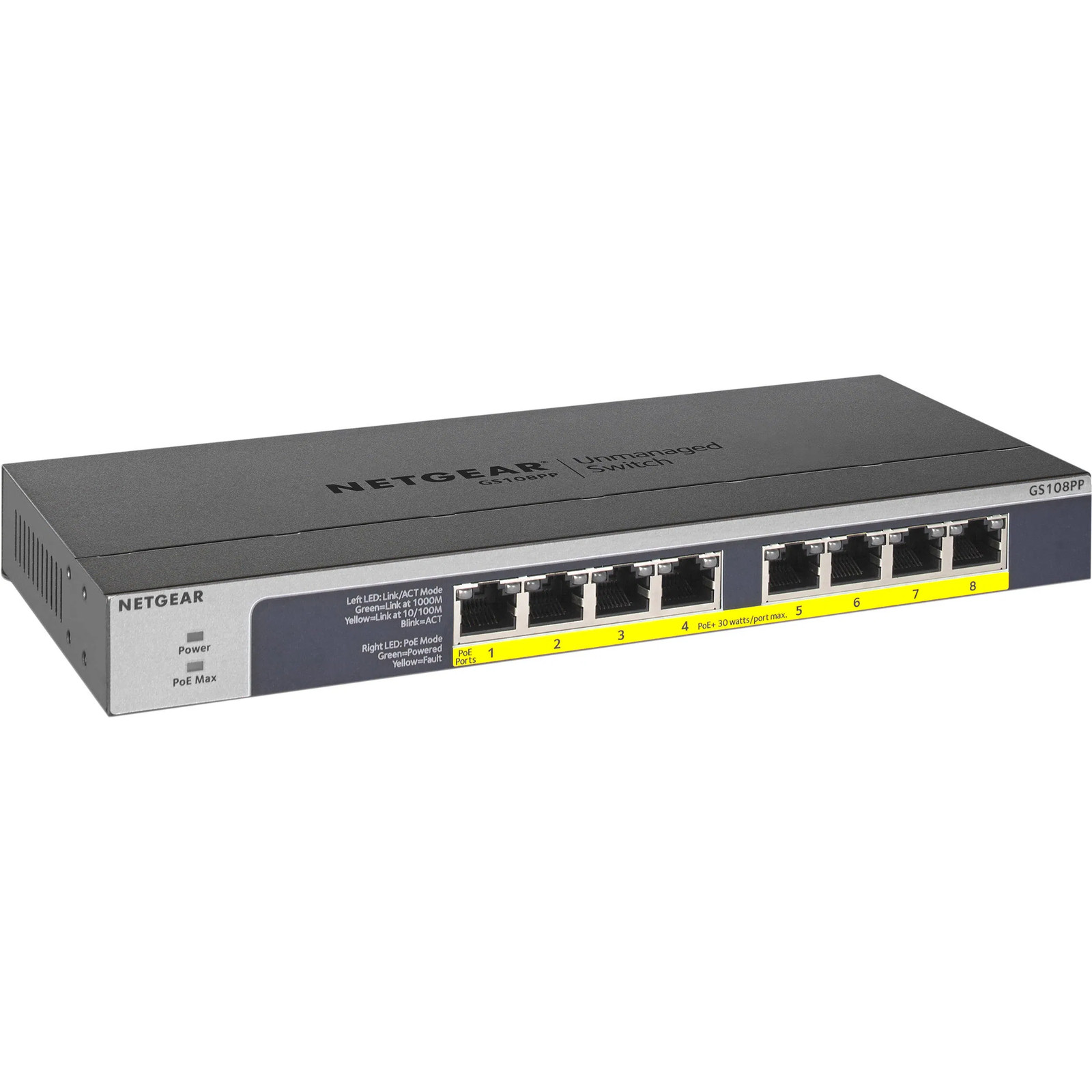 Netgear 8-port Poe Poeplus Gb Ethernet Unmngd TDNET-GS108PP-100NAS Computers