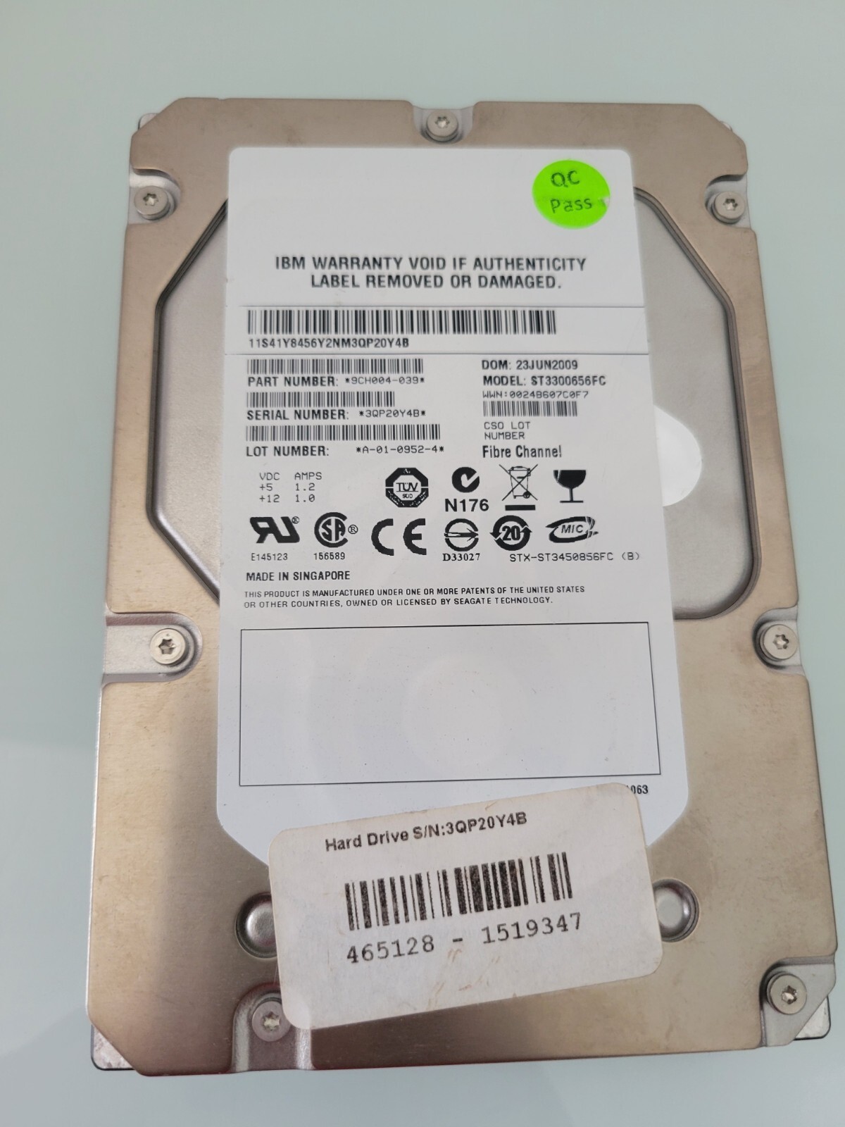 OEM IBM HARD DRIVE  P/N- 9CH004-039 MODEL # ST3300656FC  300-GB (N.O.S.)