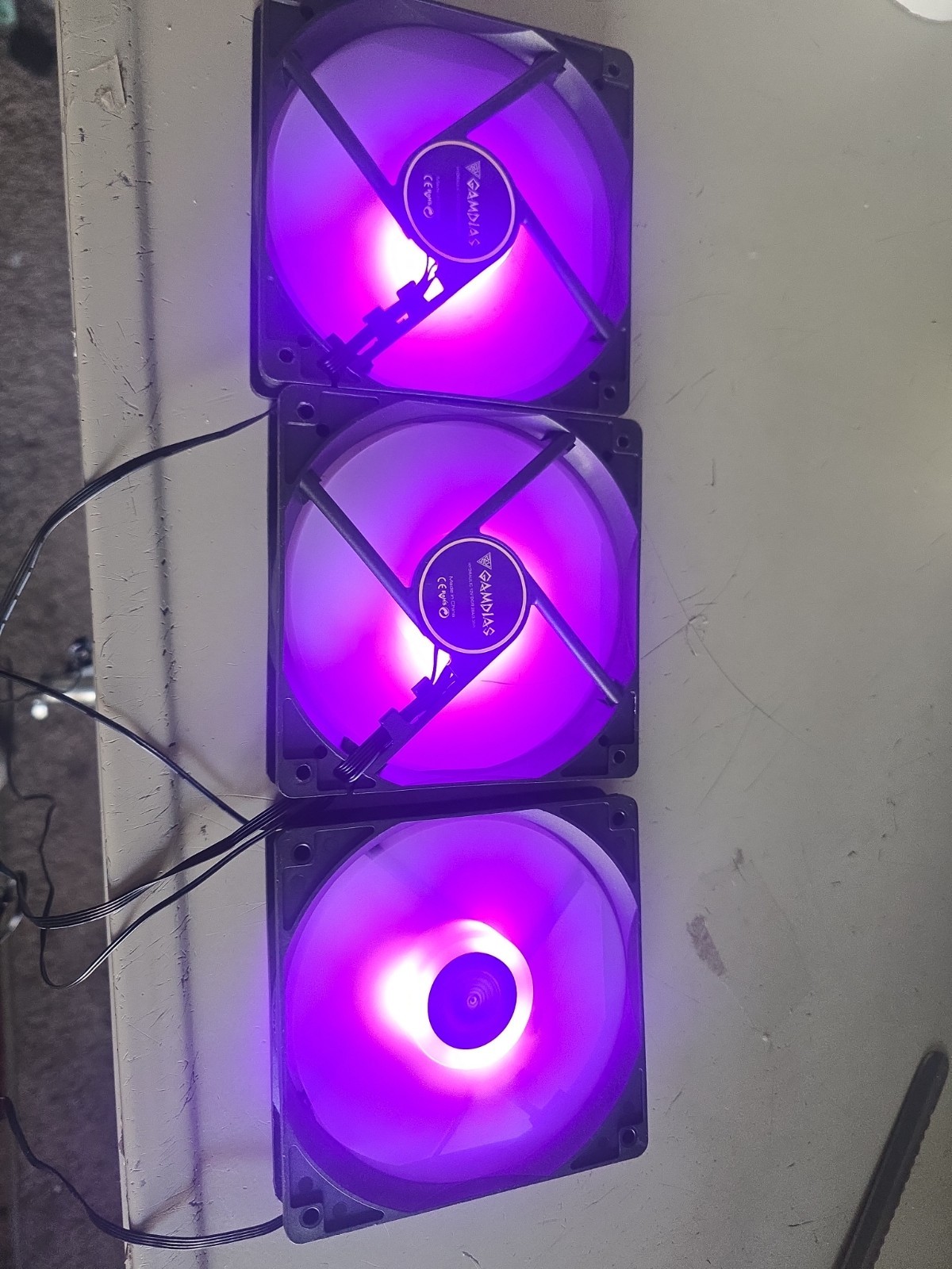  (Lot Of 10  TOTAL 30 Fans)GAMDIAS Set 3x120mm (MISSING Screws )  Fans ONLY 
