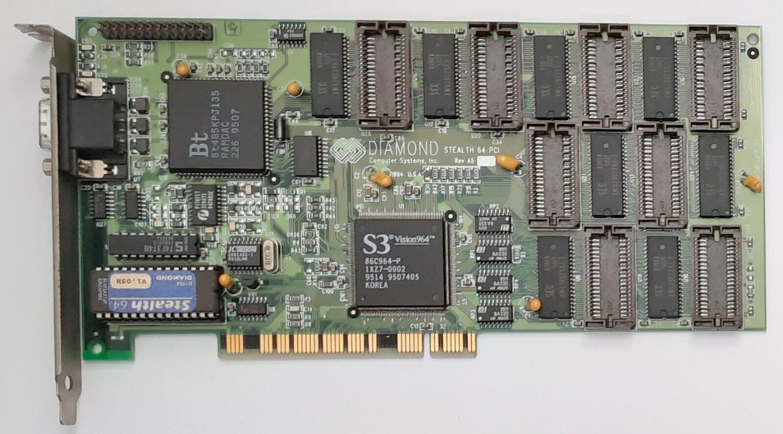 Diamond Stealth 64 PCI Graphics Card (S3 Vision964, 86C964, 2MB, Retro, 1995)