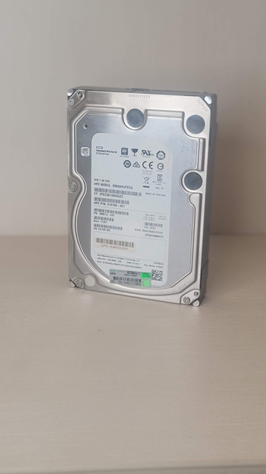 HPE 8TB 12Gb/s SAS 3.5" LFF Hard Drive - P/N 819199-001
