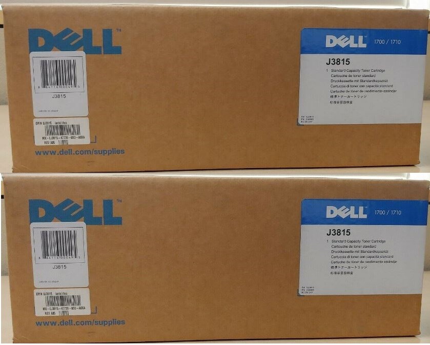TWO NEW Genuine DELL J3815 TONER CARTRIDGES NO BOX 1700 1710 