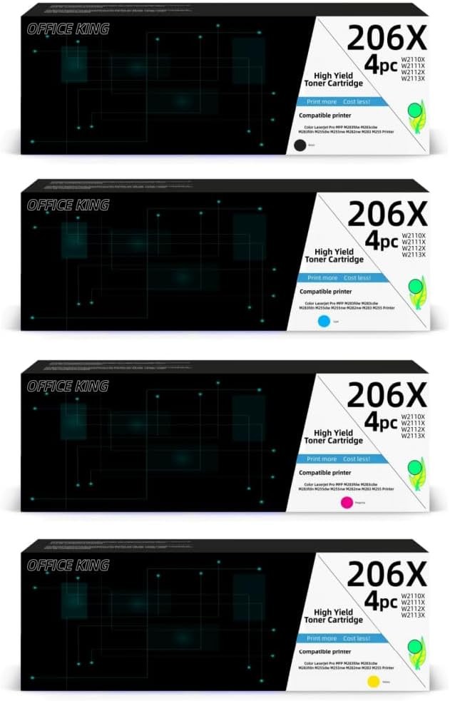 206X Toner Cartridge for HP Color LaserJet Pro M255dw M255nw M282nw M283cdw fdw