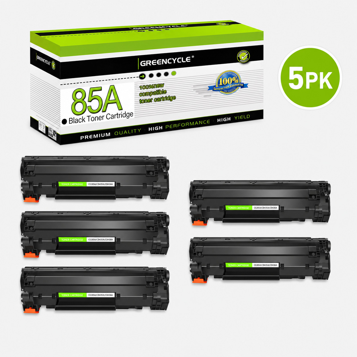 5PK Black Toner Cartridge Compatible for HP CE285A LaserJet P1102 P1102w M1212f