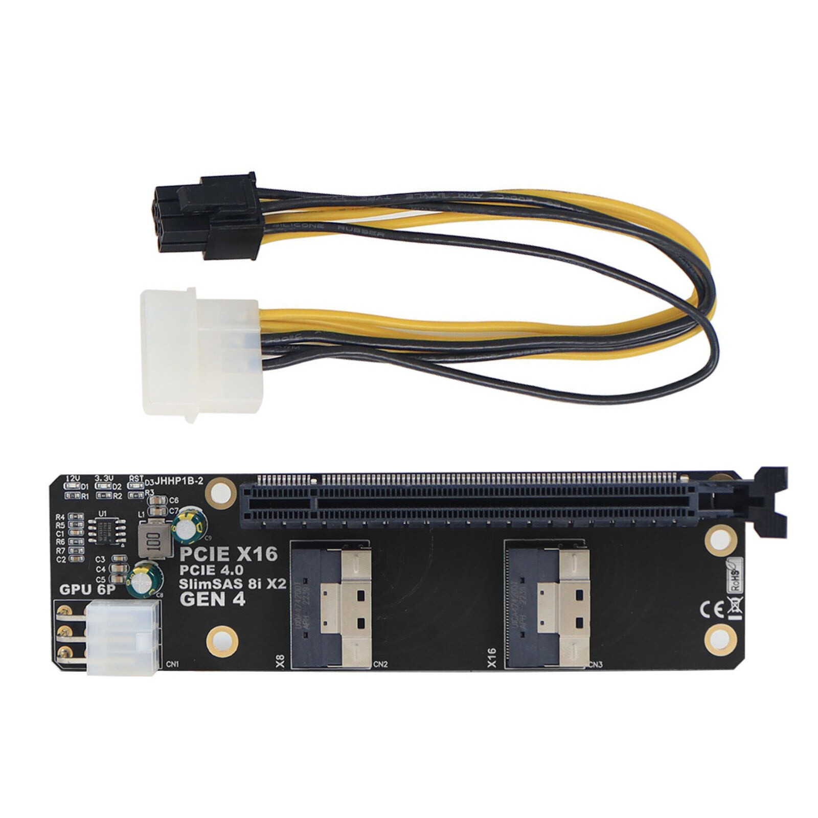 SlimSAS 8i x2 to PCIe4.0 x16 Slot Adapter SFF8654 Riser Card GEN4 Network New