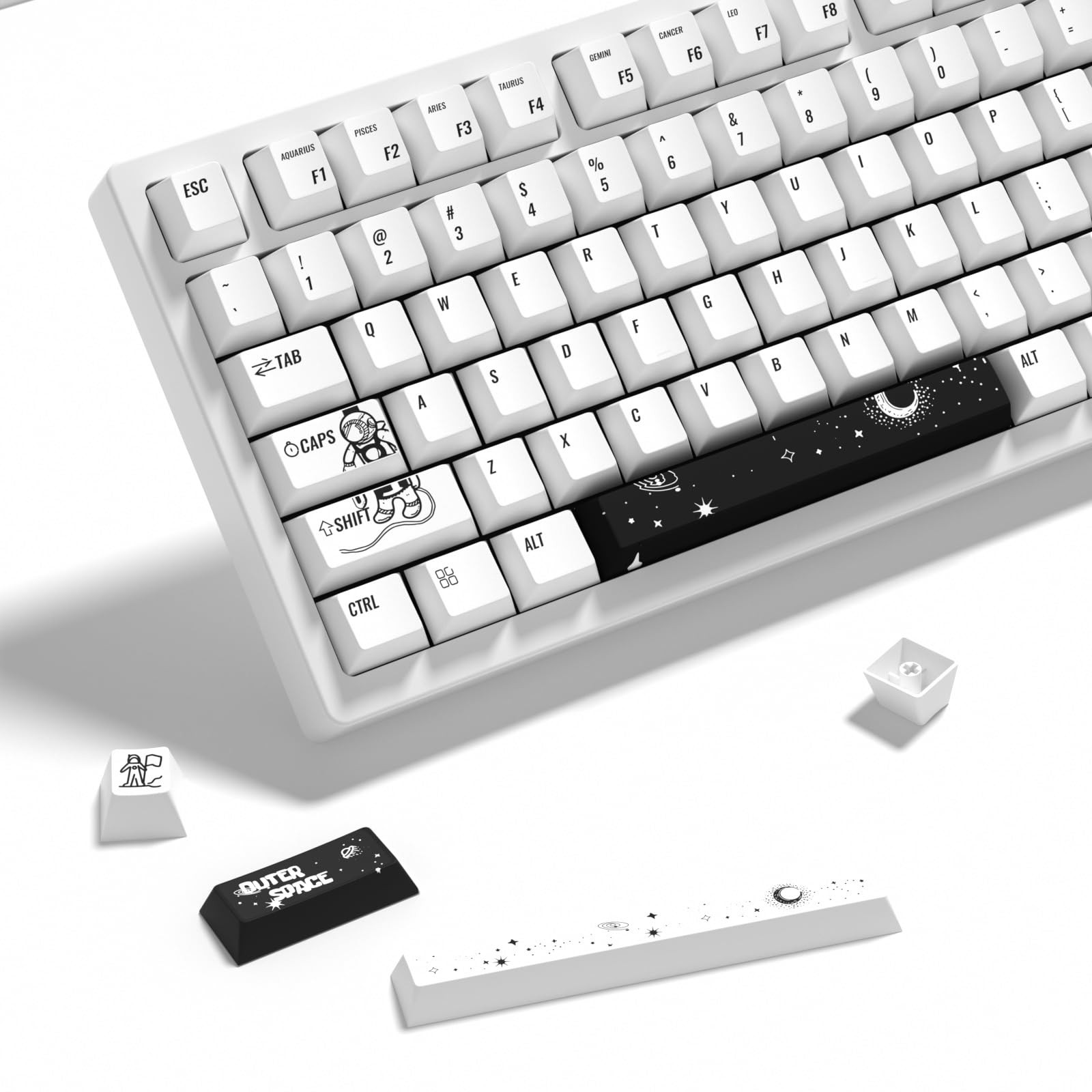 139 PCS PBT White Keycaps Cherry MX Fits 61/64/68/84/87/100/104/108 Keys