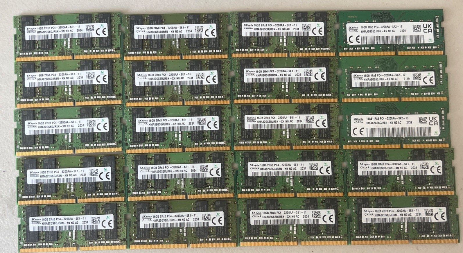 SK hynix (lot Of 20) 16GB DDR4 PC4-3200AA SO-DIMM Laptop RAM Grade A