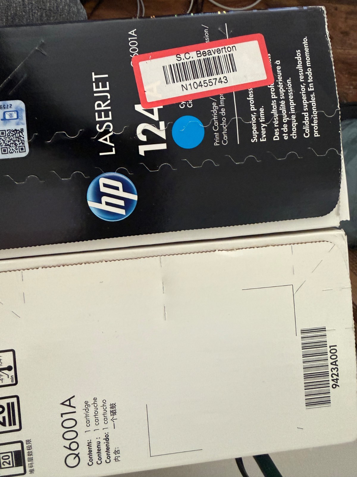 LOT OF 2 Genuine HP 124A Cyan Q6001A Print Cartridge 