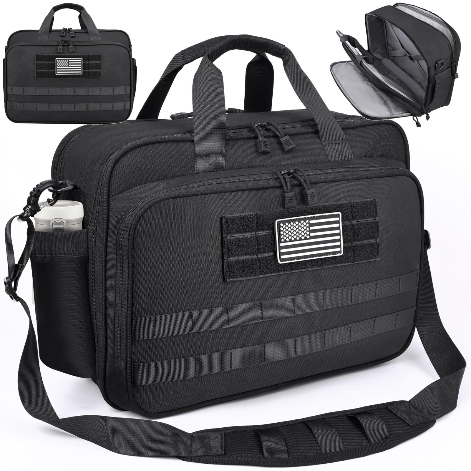 Travel Messenger Laptop Bag 17.3 Inch Carry on Large Tactical Briefcase YKK-Z...