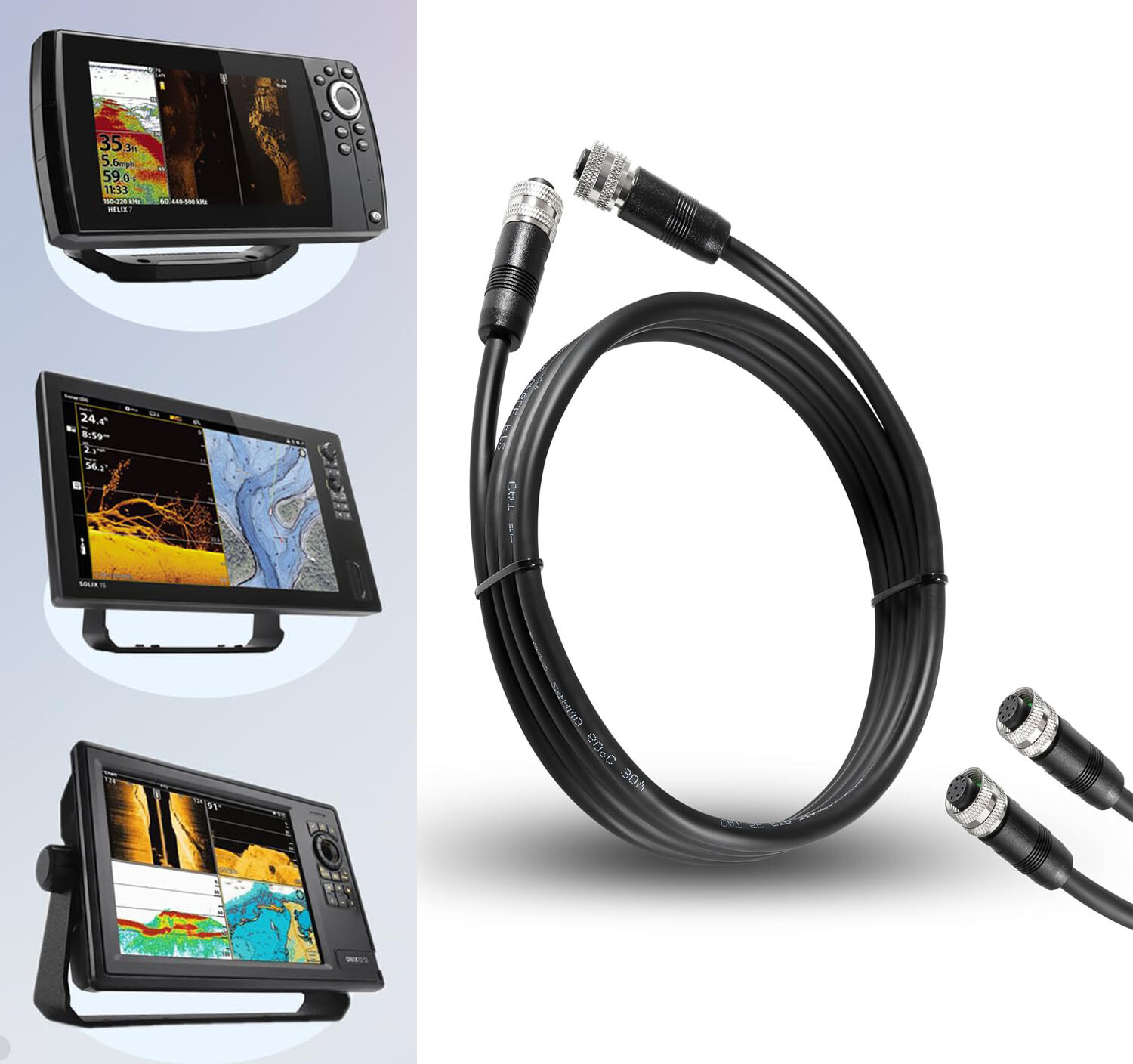 720073-6 5ft Boat Ethernet Cable For Humminbird, SOLIX, HELIX G2N, HELIX G1, ION