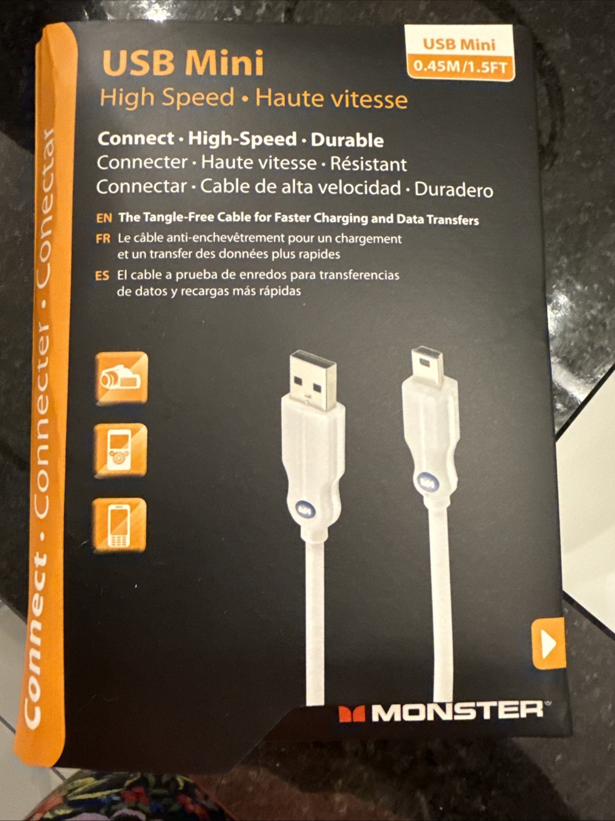 New MONSTER Essentials USB Mini 0.5/1.64Ft Cable (Standard USB to USB Mini)
