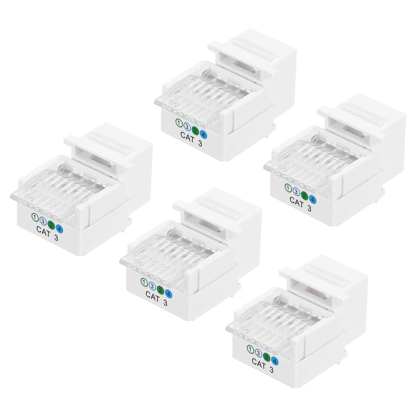 5 Pack RJ11 Cat 3 Telephone Jack, Cat3 Coupler Phone Adapter, White, 19mm