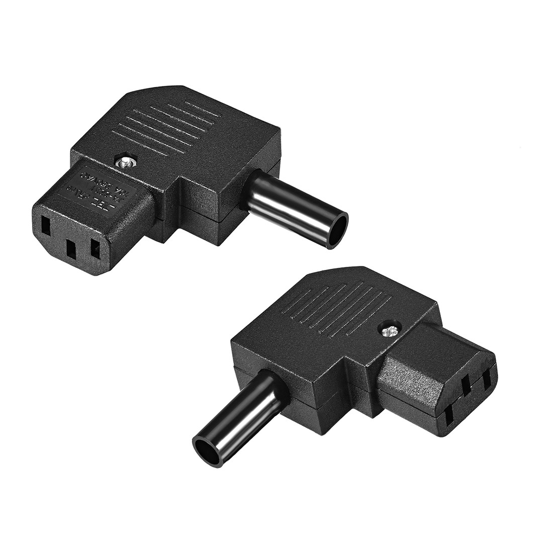 AC110-250V 10A Female IEC320 C13 Power Socket Adapter Connector Right Angle 2Pcs