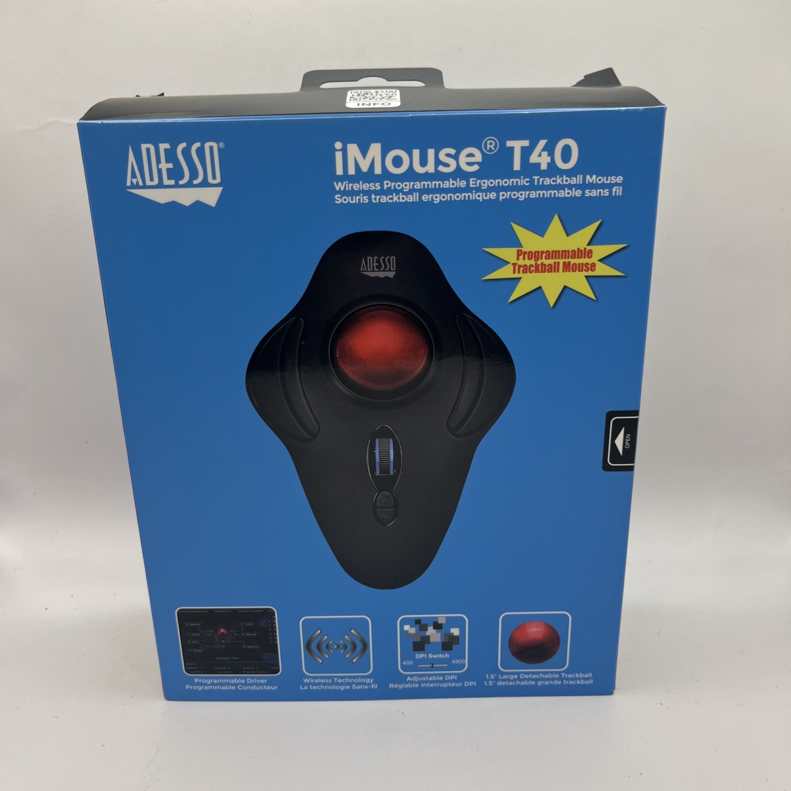 Adesso iMouse T40 Wireless Programmable Ergonomic Trackball Mouse