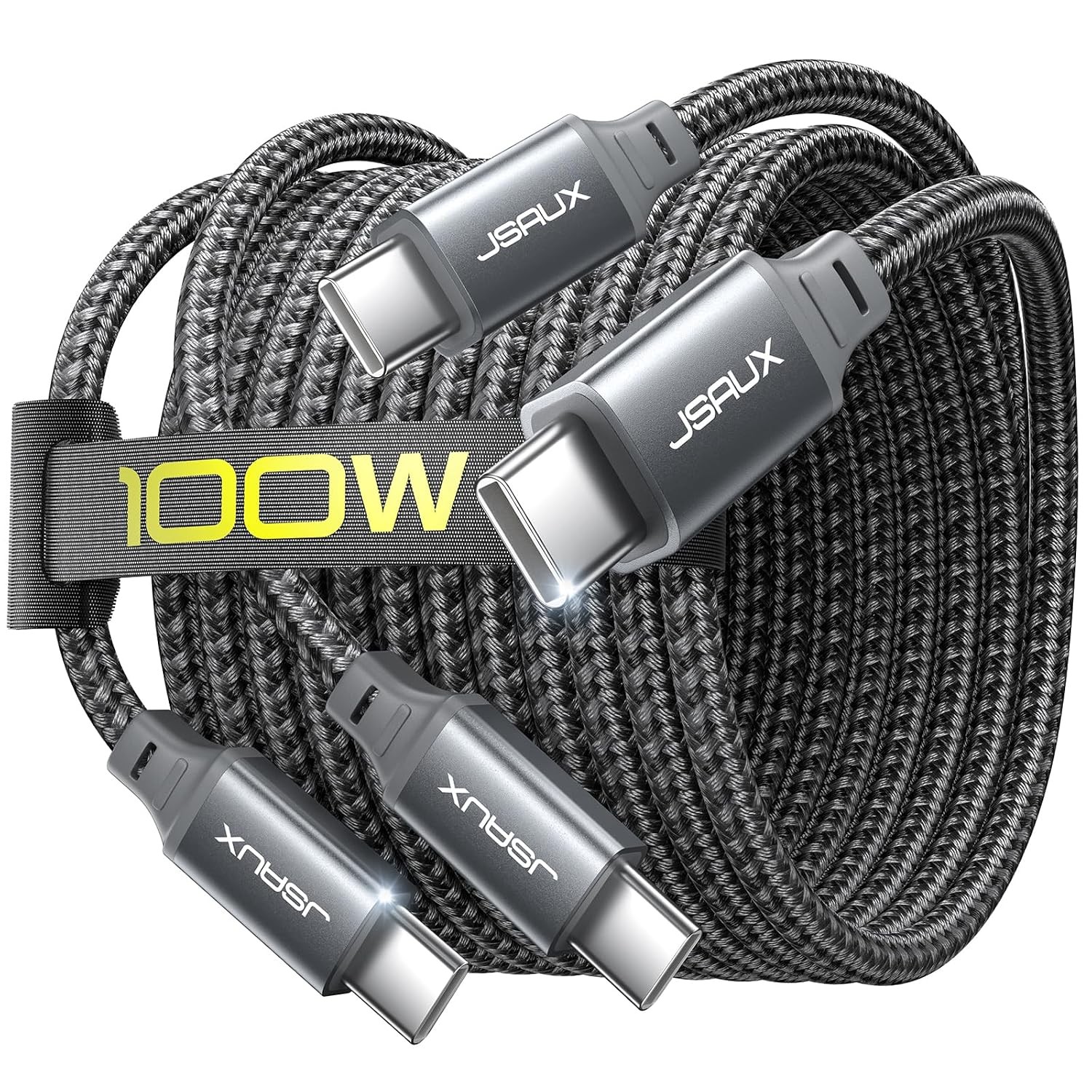 JSAUX 100W USB C to USB C Cable [2-Pack 6.6FT], PD Fast Charging, Grey