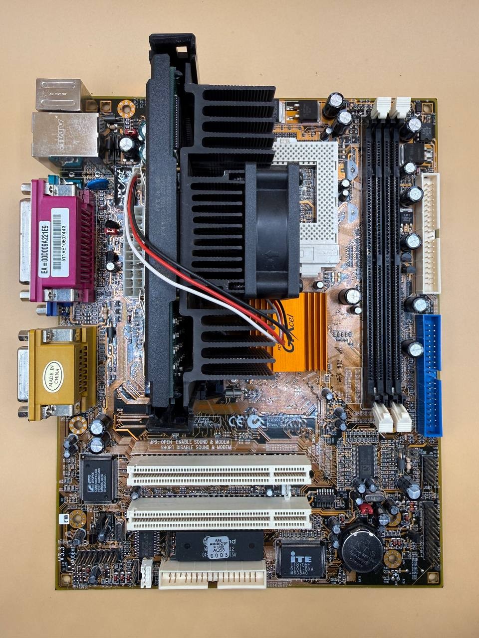 Intel Pentium III 450MHz Slot 1 Motherboard w/ CPU Heatsink Fan ATX TC