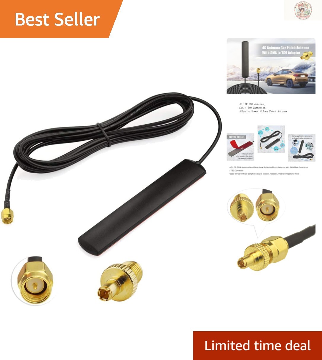 Omni-Directional 4G LTE GSM Antenna 700-2700MHZ for Vehicles – 10ft Adhesive