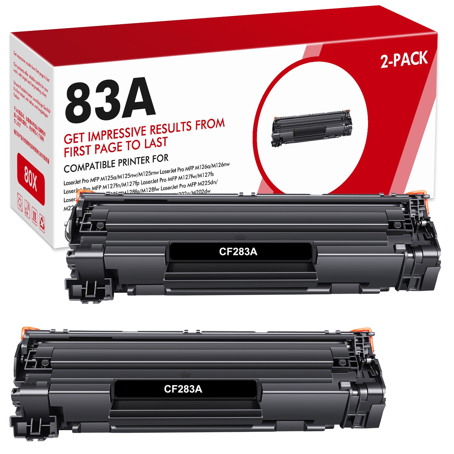 2x 83A CF283A Toner Cartridge for HP LaserJet Pro M201dw M225dw MFP Printer