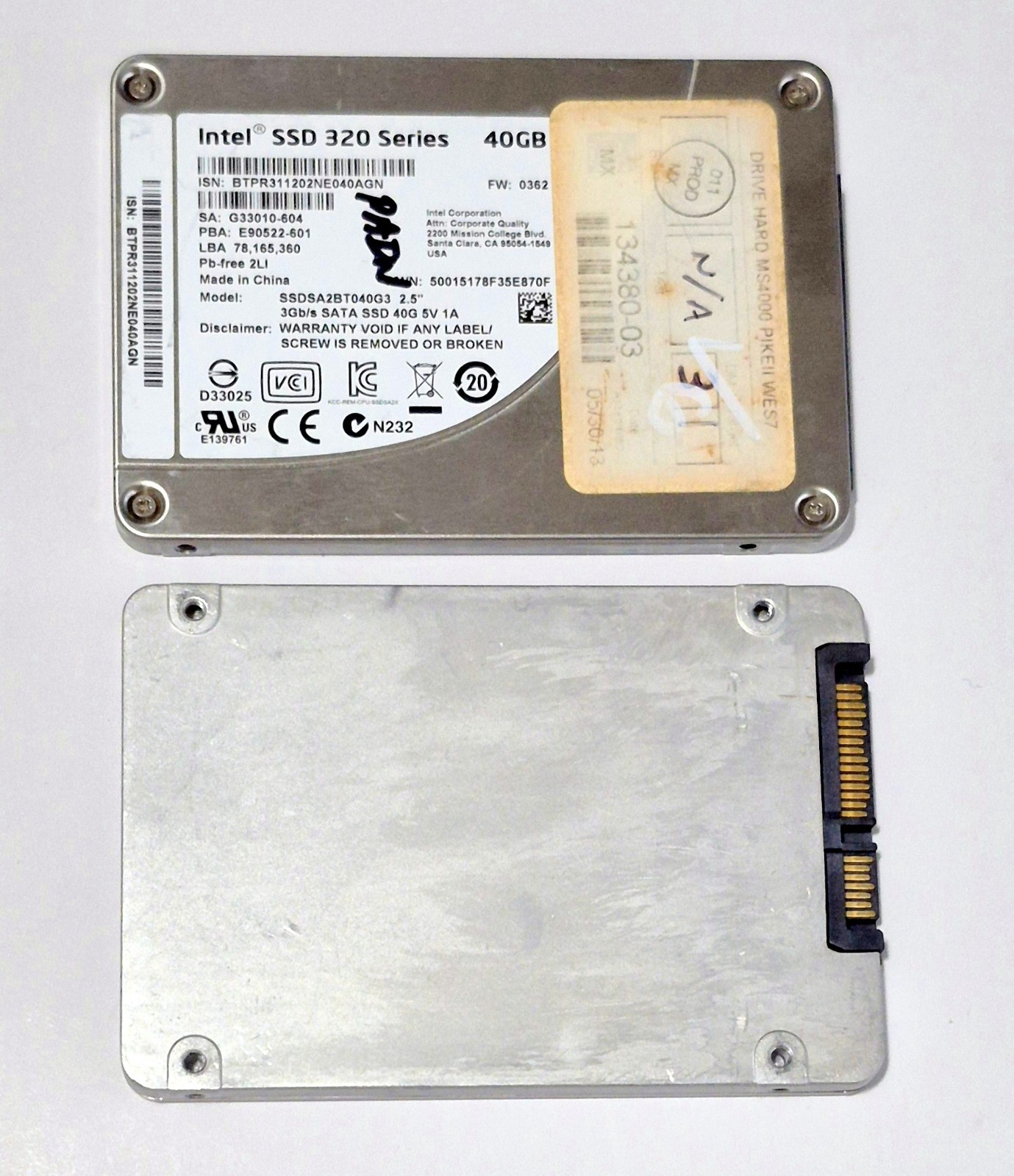 LOT OF 2 Intel 320 Series 40GB Internal 2.5" 5V 1A 3Gb/s SATA TESTED