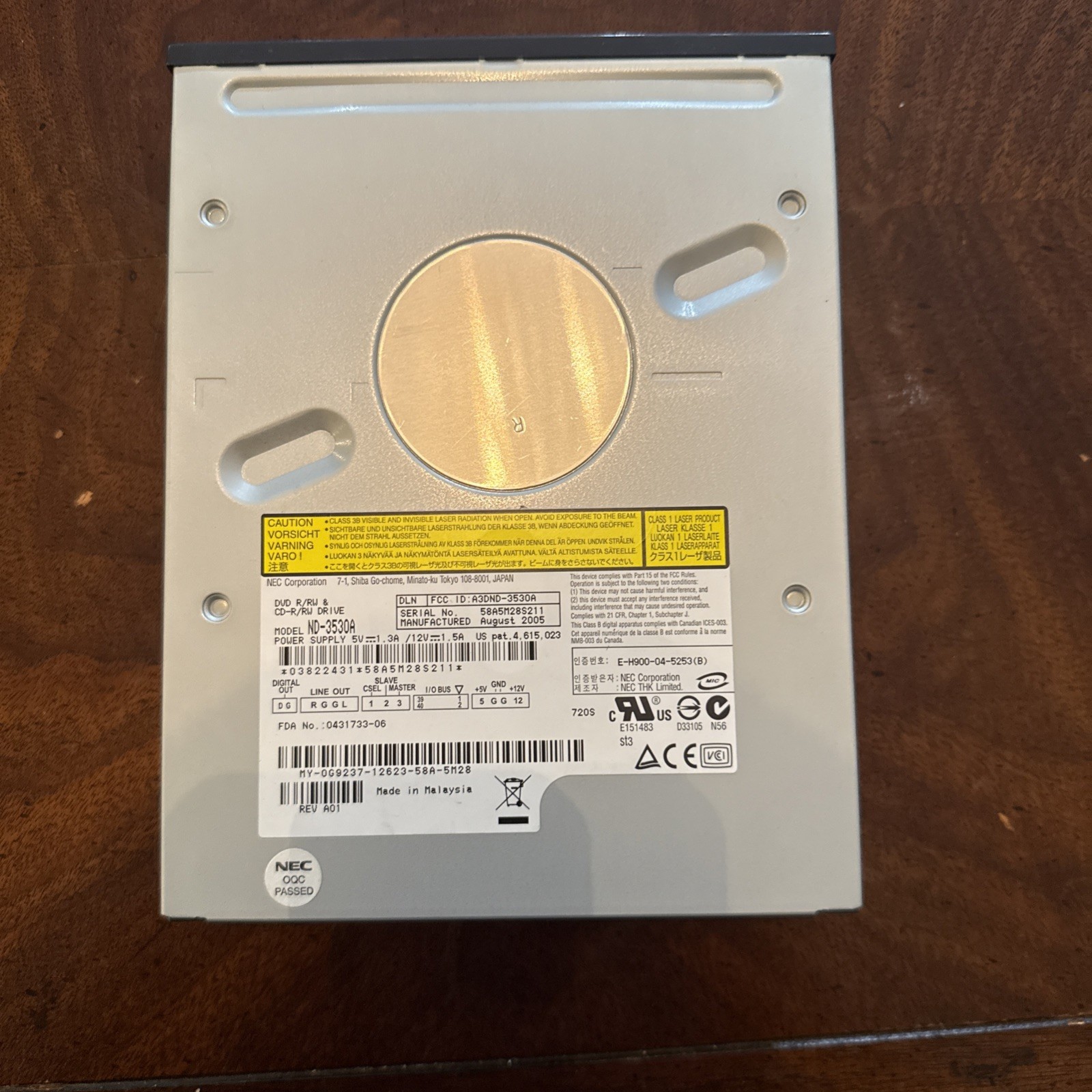 NEC Corporation DVD R/RW CD-RW Drive ND-3530A IDE ATA A3DND-3530A UNTESTED