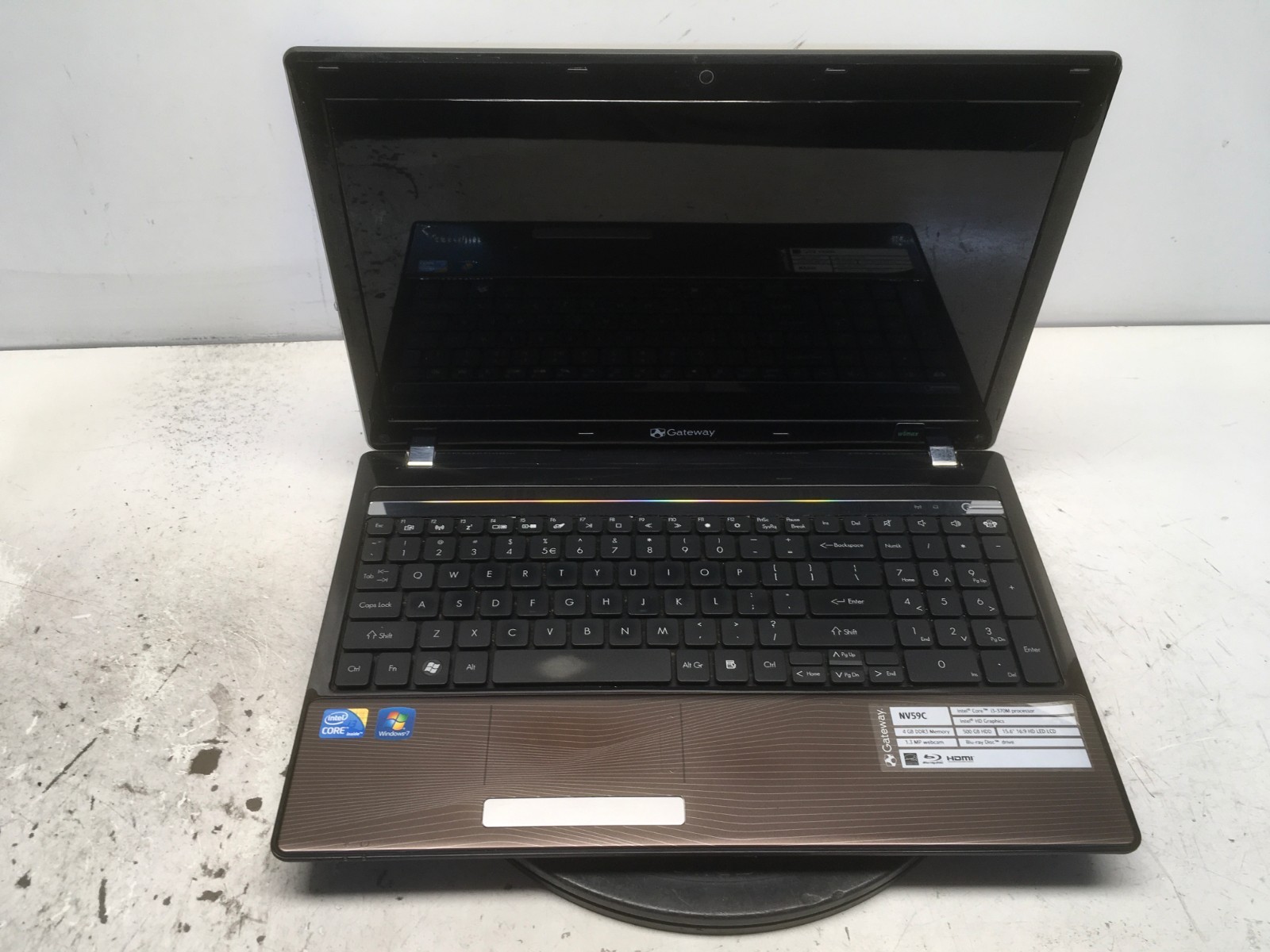 Gateway NV59C66U Intel i3-M370 2.4GHz 4 GB NO HDD No Batt
