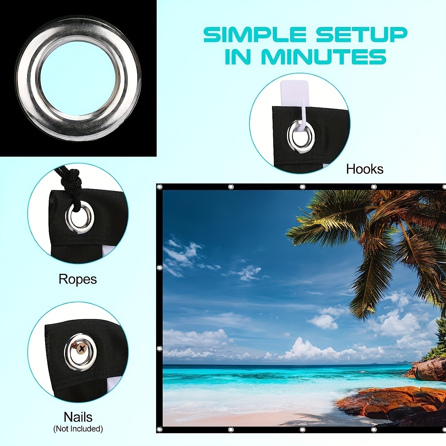 72 Inch Projector Screen Cloth Portable Home Theater Outdoor Projection Screen