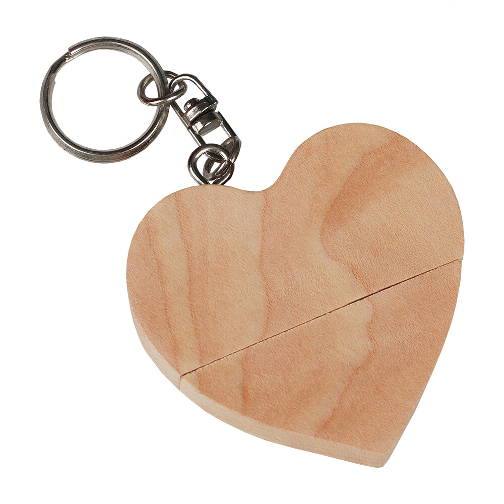 USB 2.0 Wooden Flash Drive 64GB 32GB 16GB 8GB Heart Shape Memory Storage U Disk