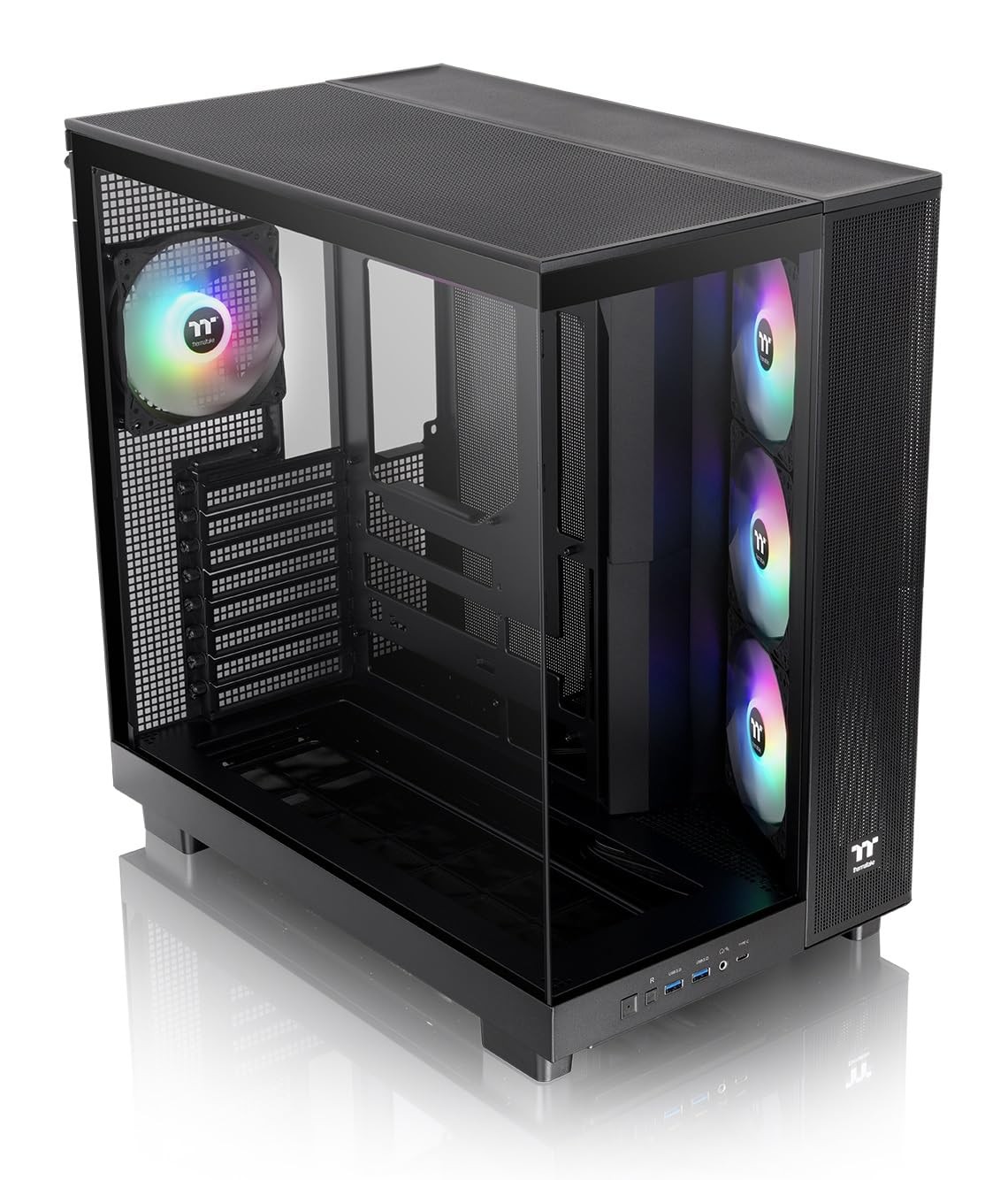 Thermaltake View 380 Xl Tg Argb Computer Chassis With Tempered Glass And Fans