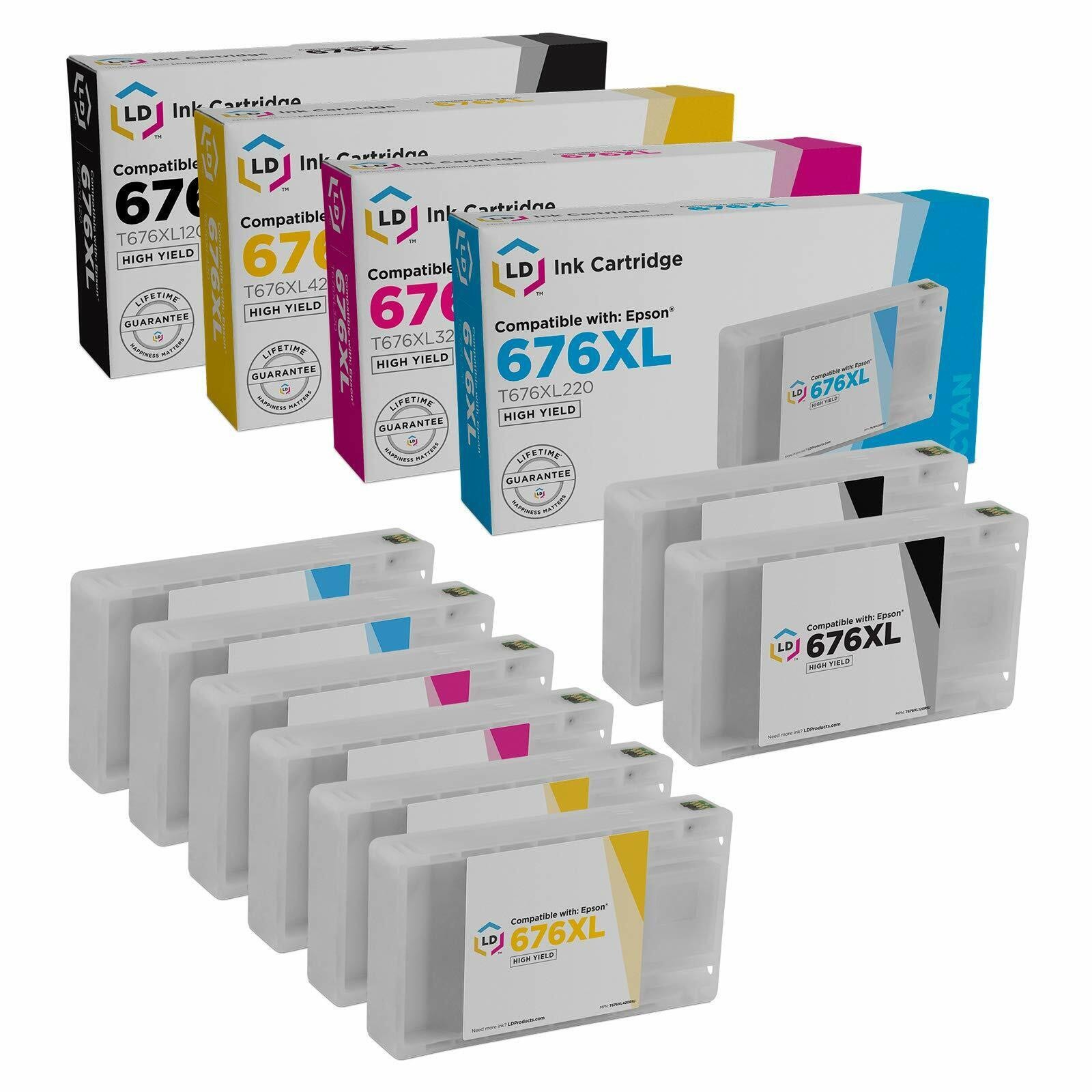 8PK LD Replacement Epson 676XL 676 XL HY Ink 2 Black 2 Cyan 2 Magenta 2 Yellow