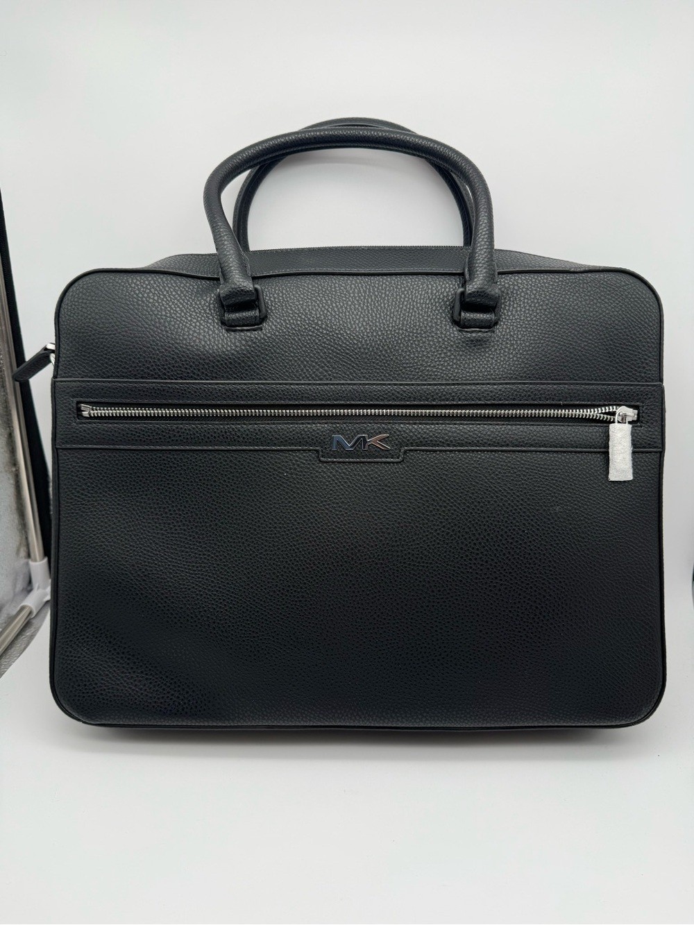 Michael Kors Black Pebbled Leather Laptop Briefcase with Det