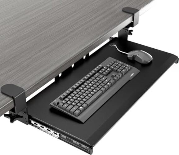Keyboard Tray Under Desk Pull Out with Extra 32.5"x 11”Keyboard Tray Black