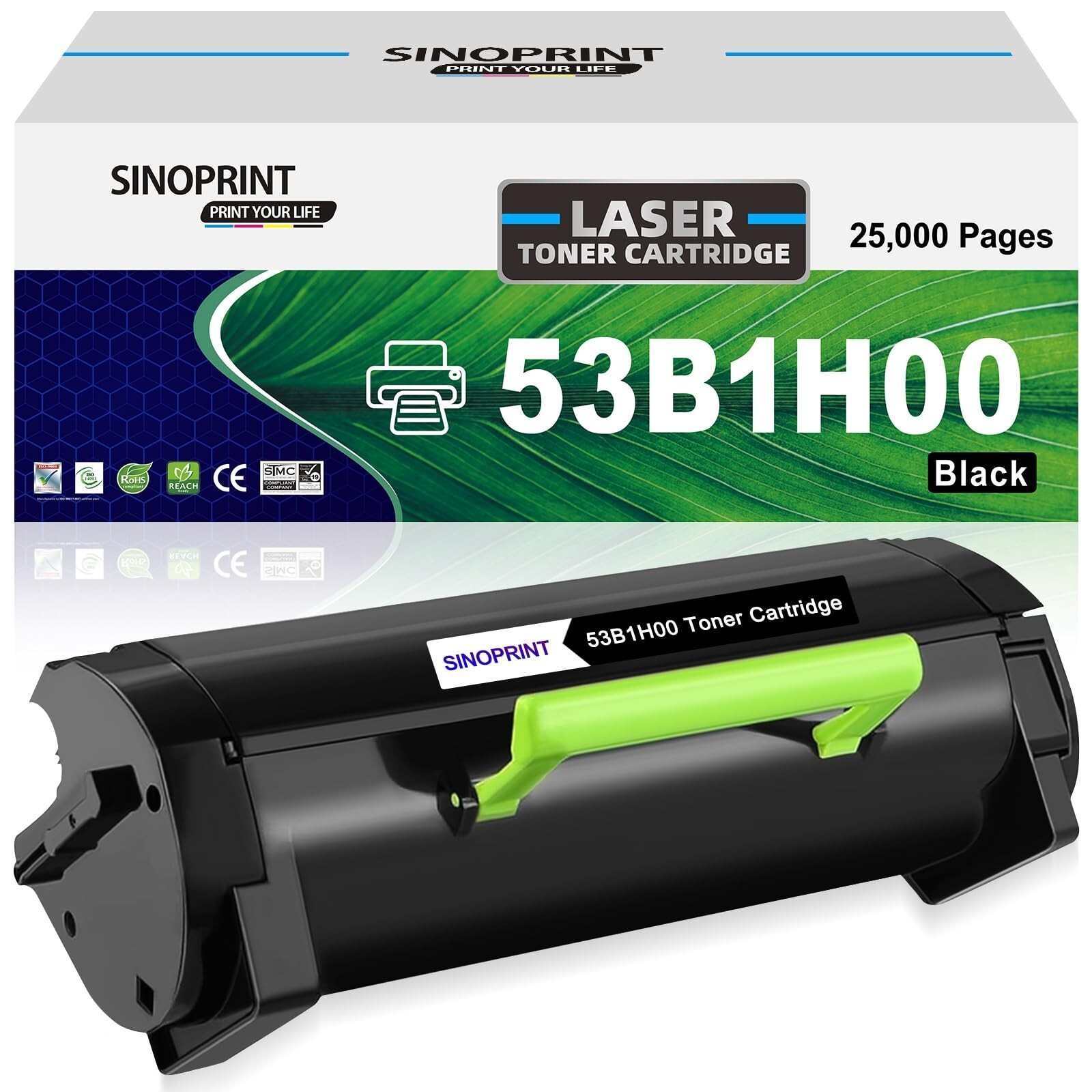 Remanfactured 53B1H00 High Yield 53B1000 Black Toner Cartridge Compatible for MS