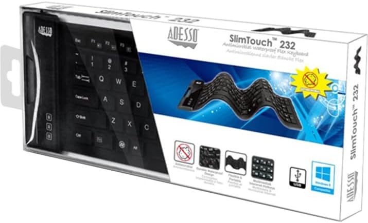 Adesso, Slim Touch 232 Waterproof Flex Keyboard - New in Box + BONUS FREE MOUSE