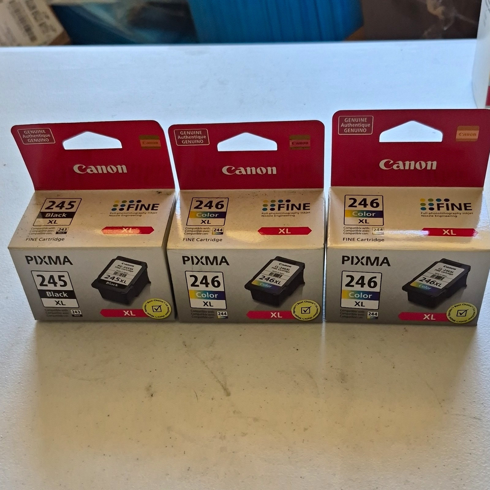 Canon Genuine 1 PG-245XL Black & 2  CL-246XL Color Inkjet for PIXMA TS3320