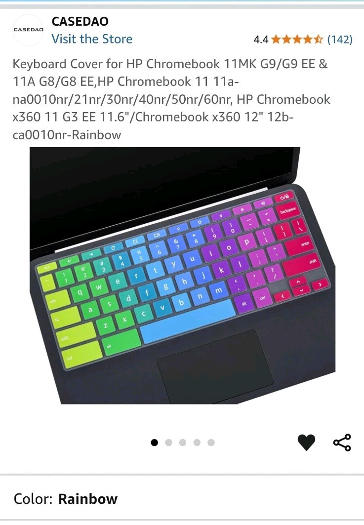 Silicone Keyboard Cover Rainbow Color For HP Chromebook 11 MK ETC... See Pics. 