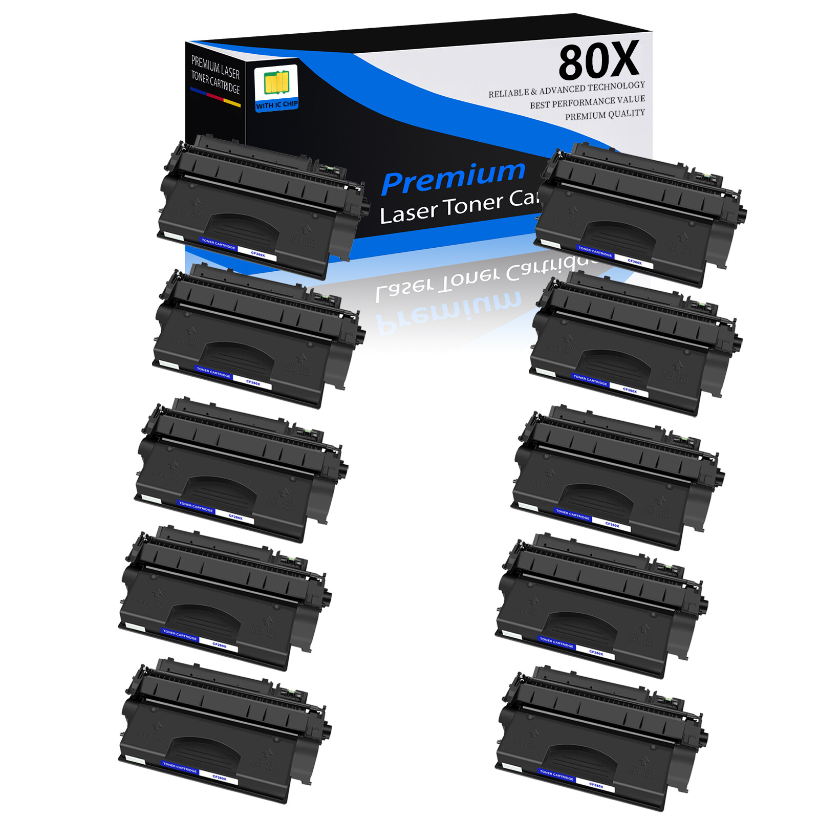 10 Pack for HP 80X LaserJet Pro 400 M401n M401dn M401dw CF280X Toner Cartridge
