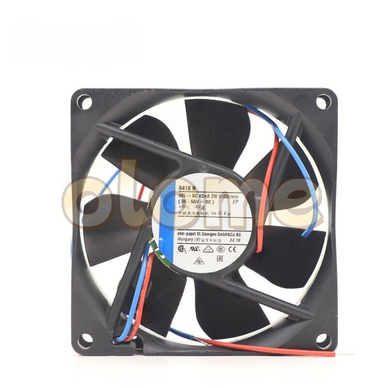1PC FOR Ebmpapst 8418N Axial Fan DC 48V 42mA 2.0W 80*80*25MM 2-wire 3100RPM
