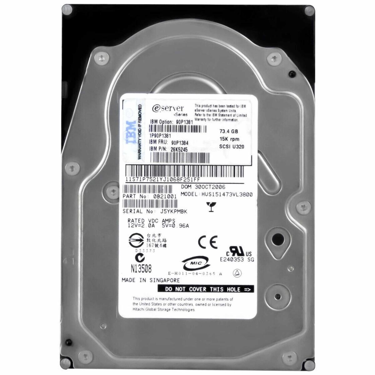 Hitachi Hus151473vl3800 HDD Hard Disk SCSI 73GB 80Pin 3.5" Hard Drive Server