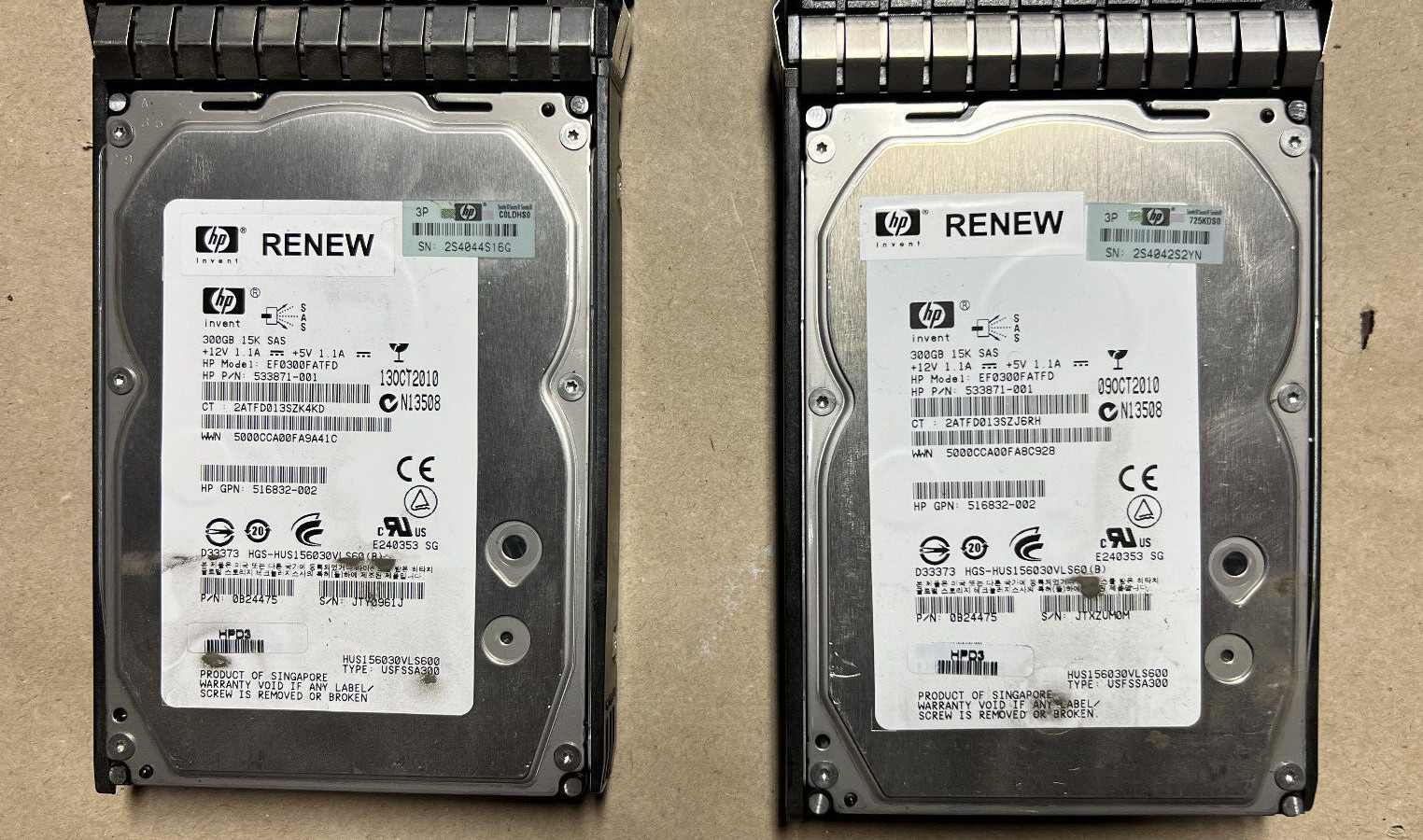 Genuine HP 300GB 15K SAS 6G Hot-plug Hard Drive 517350-001 533871-001 RENEWED
