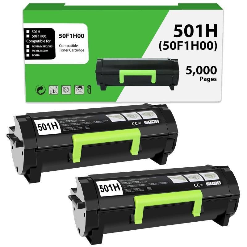 2PK Toner for Lexmark 50F1H00 501H MS310d MS410d MS510dn MS610DN MS415DN MS312dn