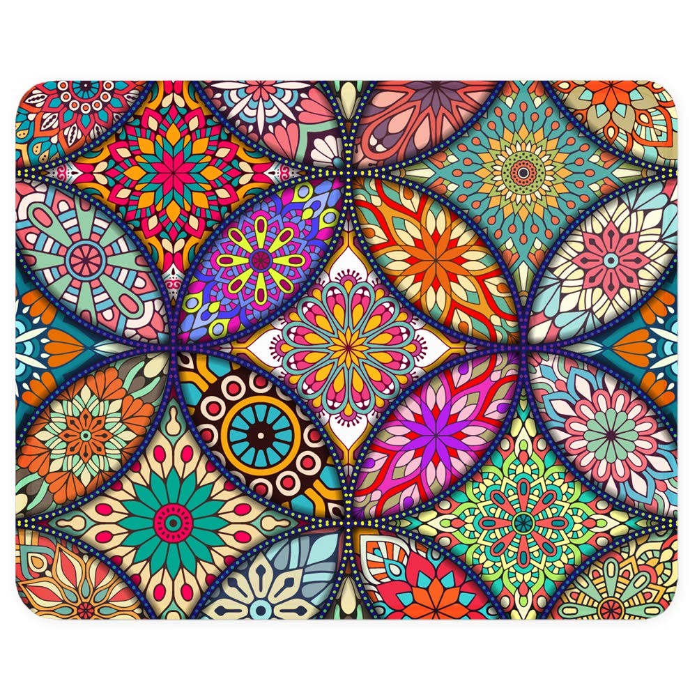 Floral Mandala Mouse Pad Custom Gaming Mat Waterproof Non-Slip 10.2x8.3"