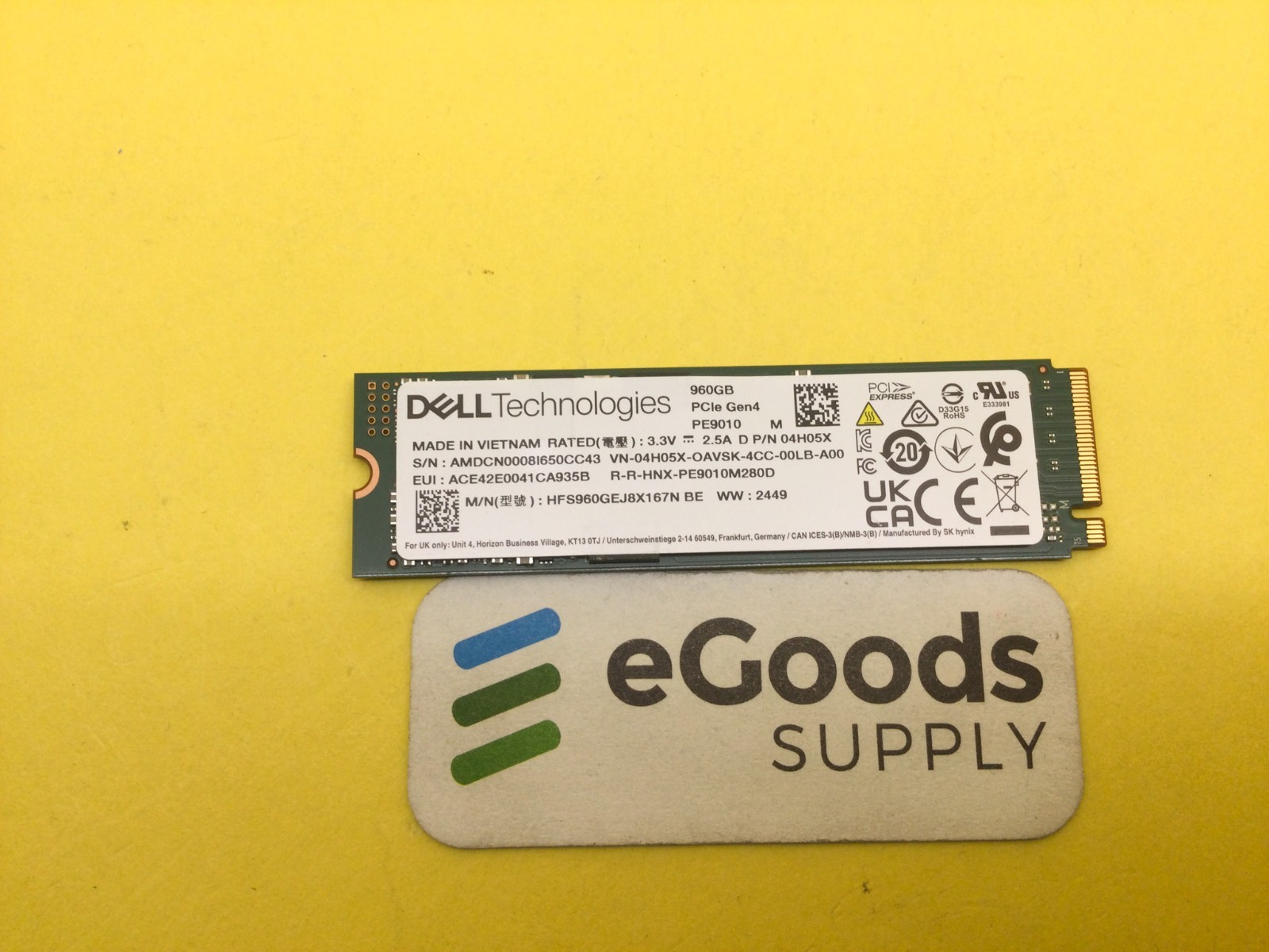 HFS960GEJ8X167N Dell PE9010 960GB M.2 2280 RI TLC PCIe Gen4 x4 NVMe SSD 04H05X
