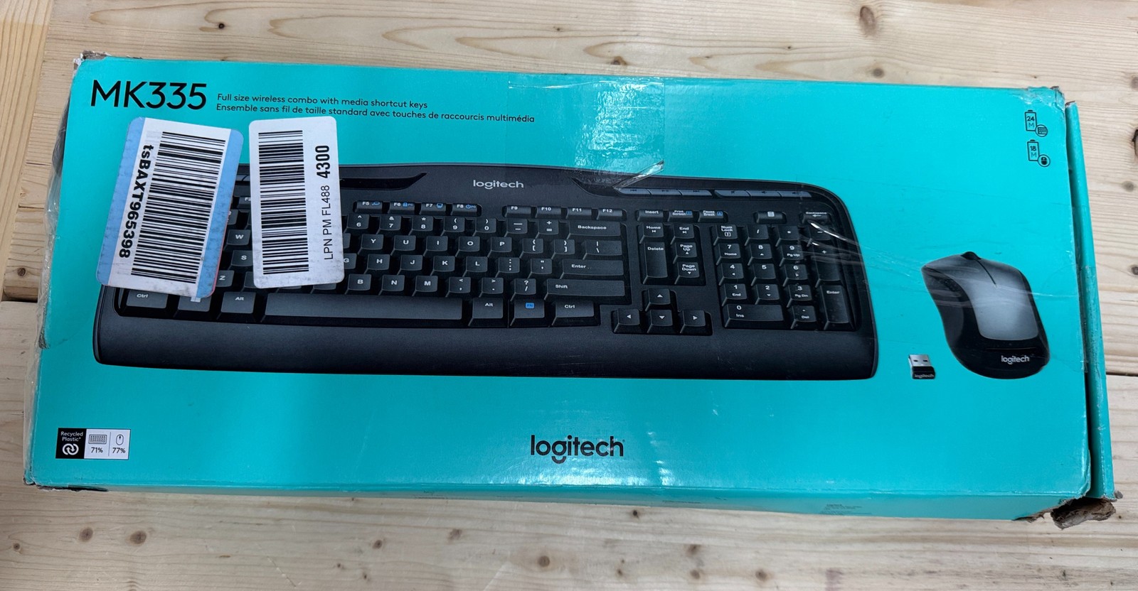 Logitech MK335 Wireless Keyboard & Mouse Combo Full Size USB Receiver Black Grey
