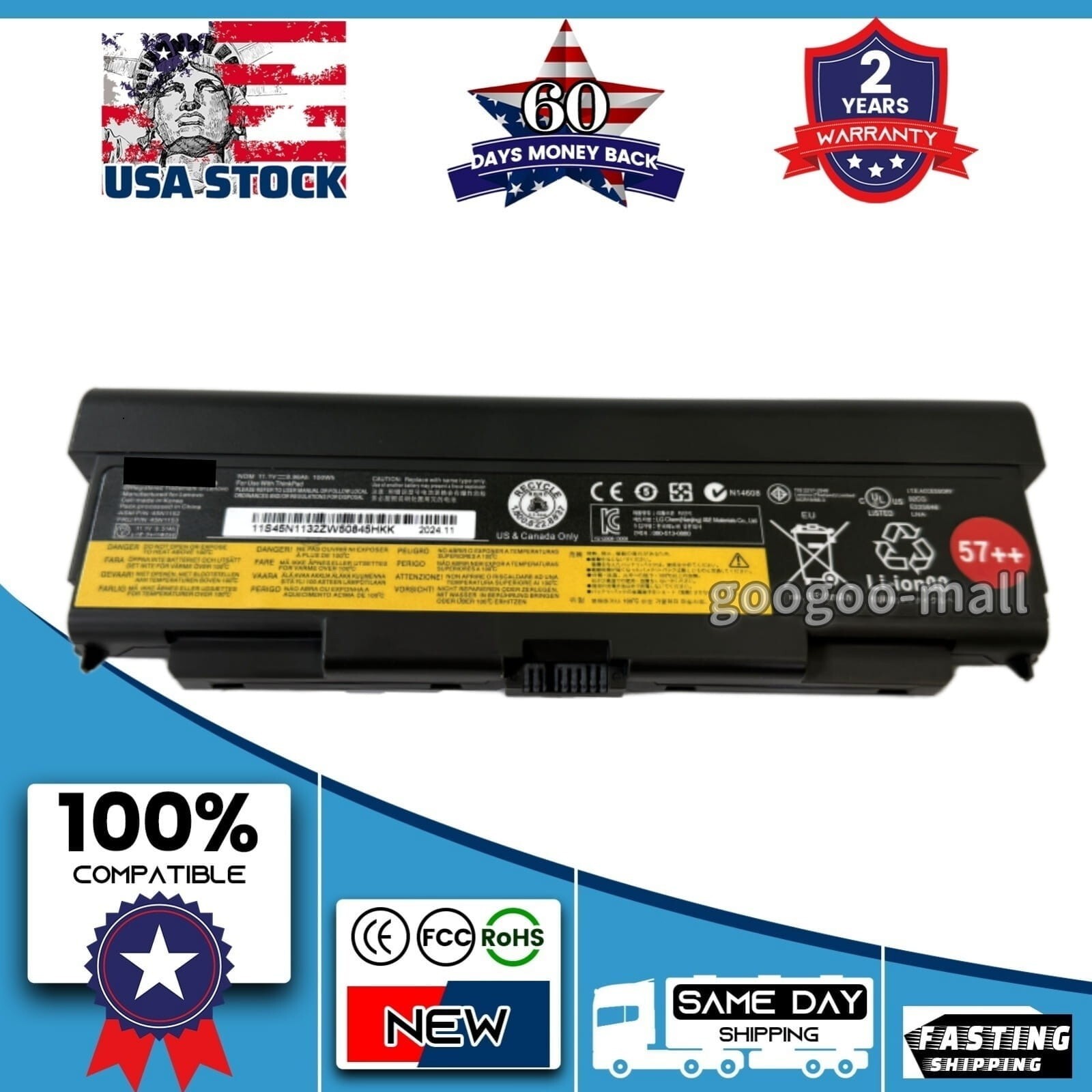 Genuine 57++ 45N1152 45N1153 Battery For Lenovo Thinkpad T440P T540P W540 W541