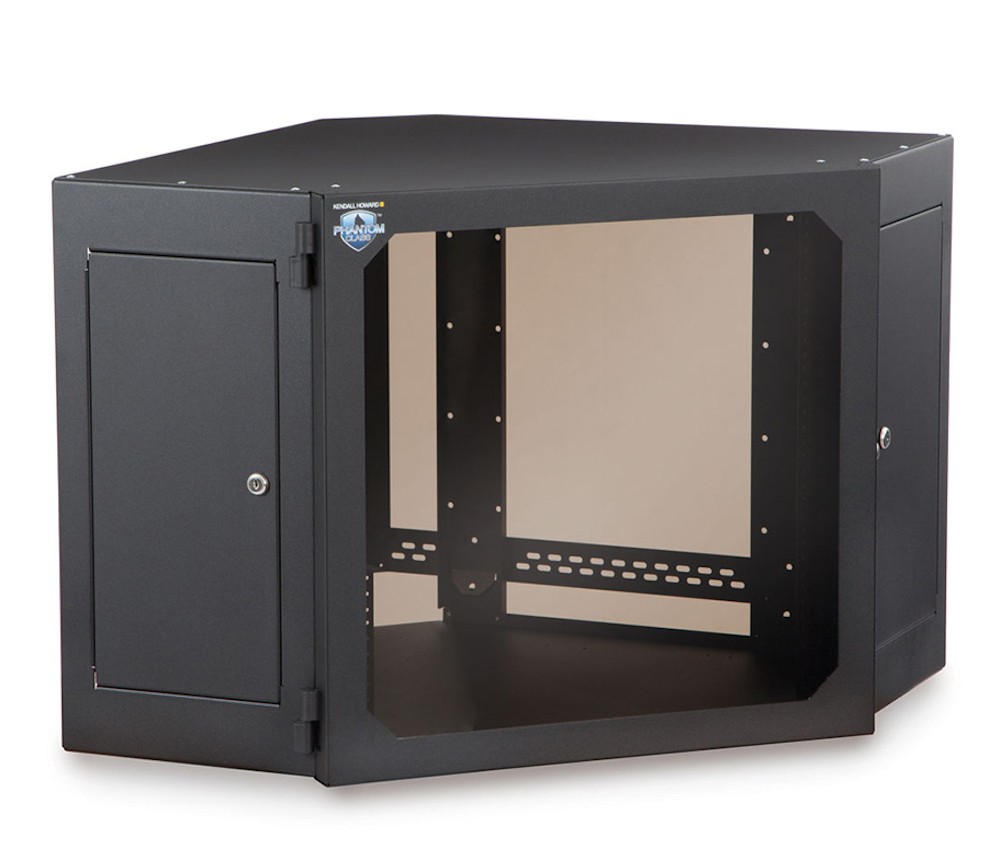 12U Corner Wall Mount Cabinet 27 Inch Deep Server Rack with Glass Door