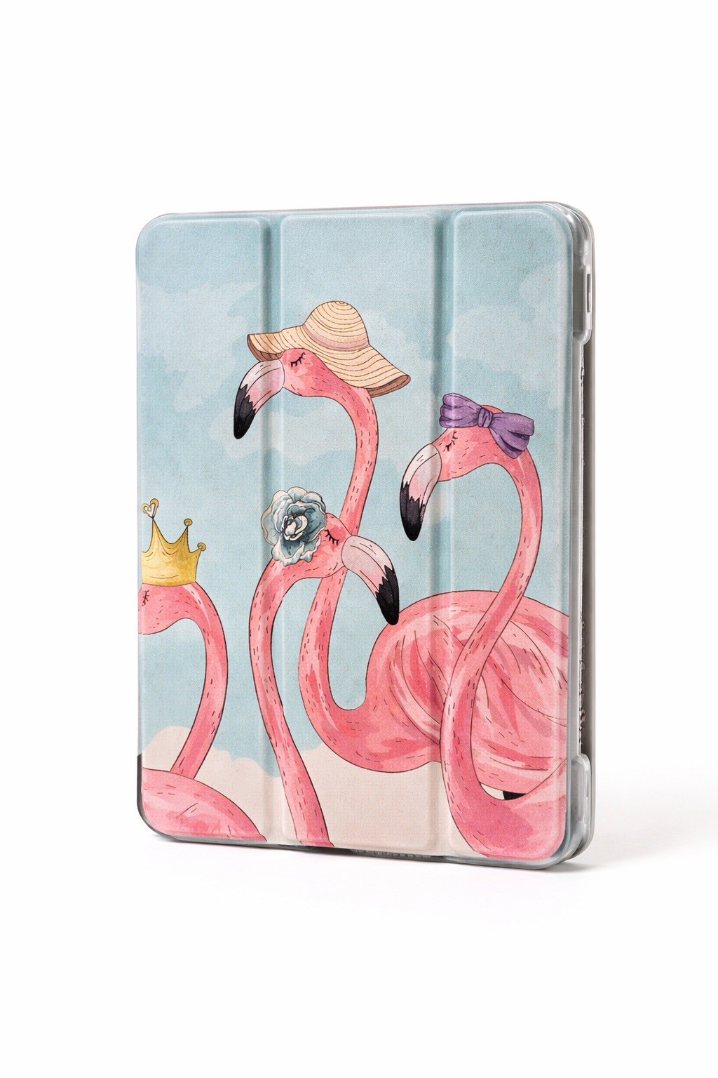 iPad Mini Case 8.3” Flamingo Trifold Cover Clear Back Smart Case Cute Pink Birds